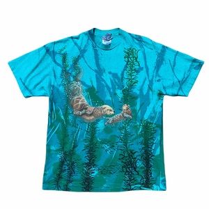 Vintage Local Color Otter Print Tee Shirt Unisex